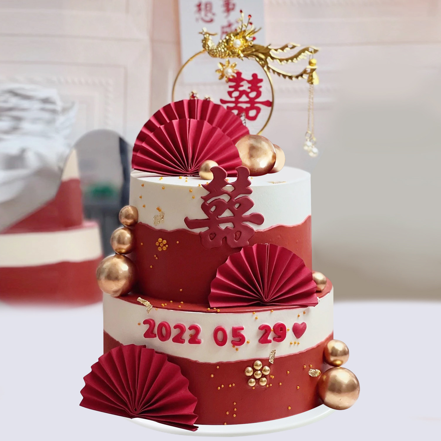 双层婚礼订婚蛋糕模型仿真2023新款网红流行创意橱窗样品摆设道具