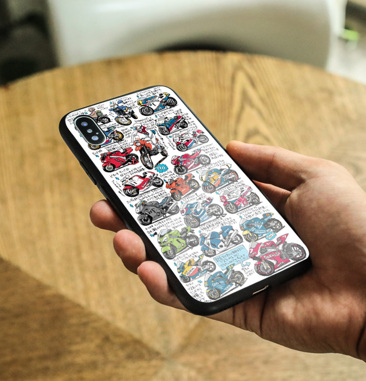 摩托车漫画手机壳适用iphone11ProMax 12Mini XR华为Mate40小米10