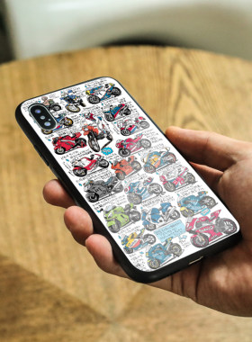摩托车漫画手机壳适用iphone11ProMax 12Mini XR华为Mate40小米10
