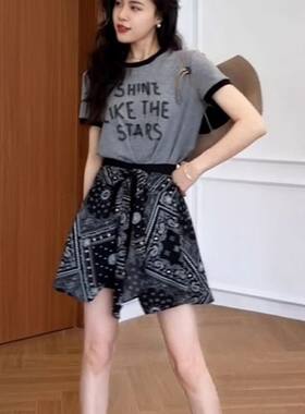 夏季甜美韩系T恤半身裙两件套
