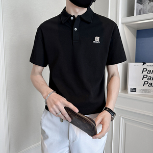 夏季POLO衫男士ins潮牌刺绣短袖T恤23新款男装潮流90502-P58控78图片