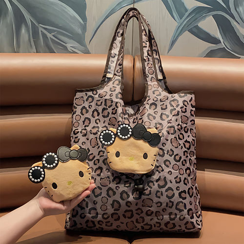 猫咪豹纹折叠大容量环保购物袋