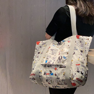 日系可爱狗狗卡通印花尼龙购物袋可折叠大容量便携可套拉杆环保袋