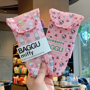 日系卡通米飞兔可爱猫咪印花太阳眼镜盒便携式夹棉内胆墨镜收纳袋