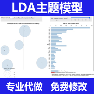 lda主题模型LDA主题分析代码中英文分析气泡图数据可视化聚类分析