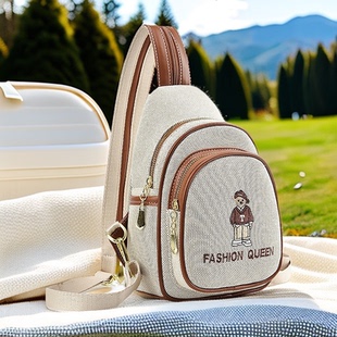 胸包新款小背包女款多功能双肩包女士旅行小挎包轻便牛津布胸前包
