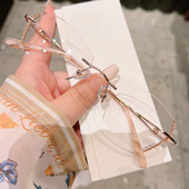 超轻纯钛无边框近视眼镜女款 可配有度数镜片无框防蓝光素颜眼睛架