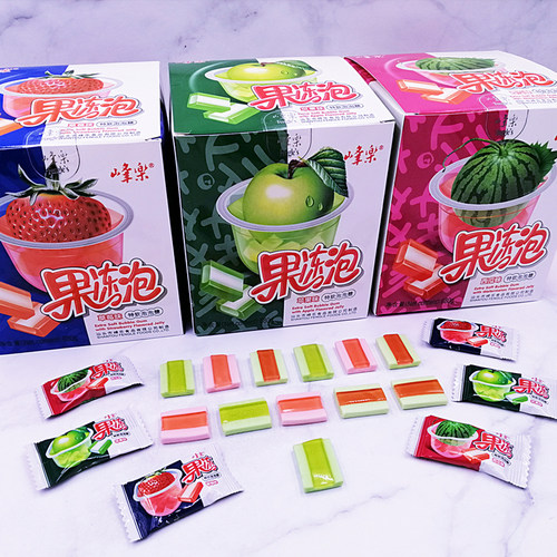 果冻泡泡糖果冻泡水果味糖果夹心型泡泡糖学校学生休闲小零食品