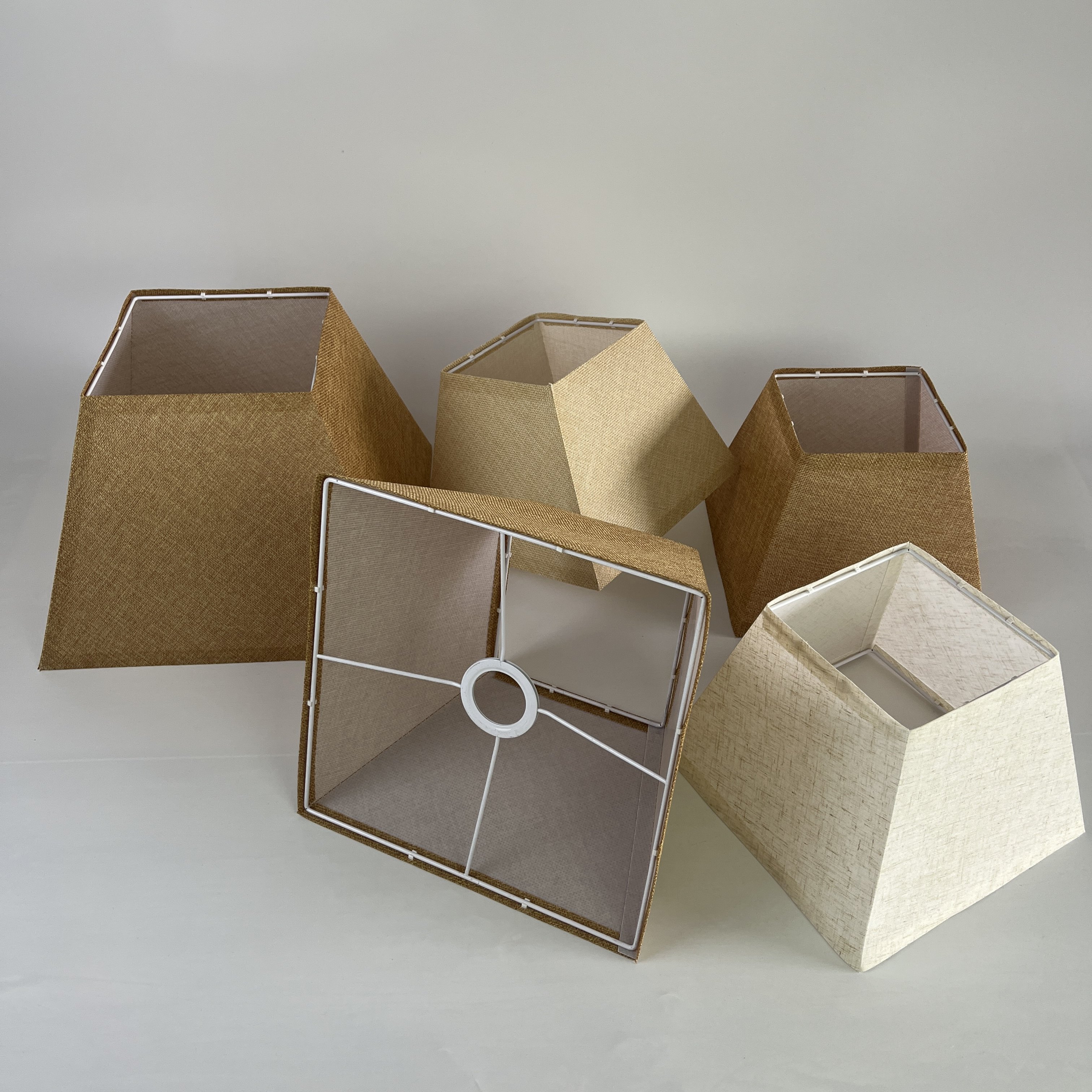 方形亚麻台灯吊灯梯形灯罩外壳通用配件e27落地灯布艺防刺眼替换