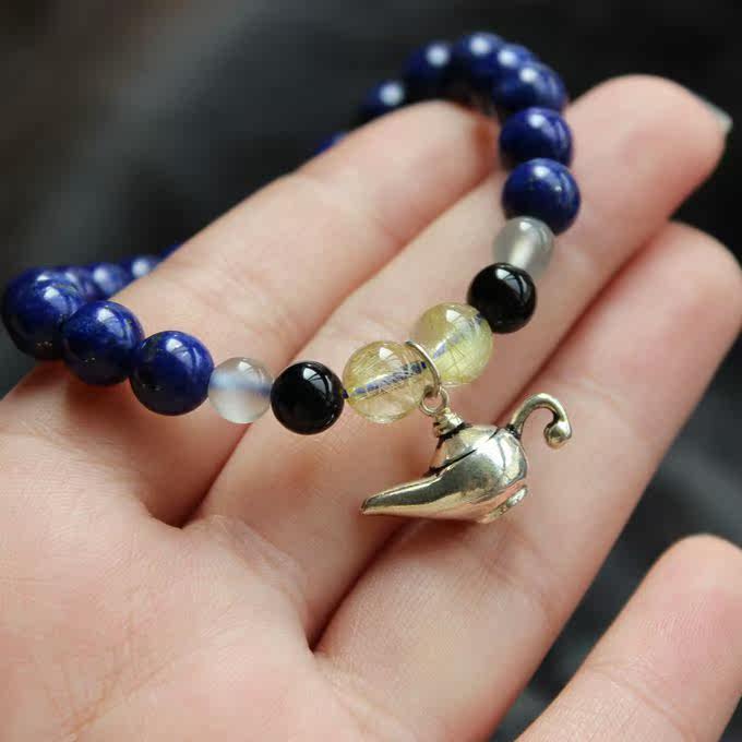 原创设计水晶手串 925纯银天然发晶青金石手链 阿拉丁神灯 包邮在类目 饰品/流行首饰/时尚饰品新, 手链中 - 来自Buy2taobao.com提供专业的淘宝代购服务