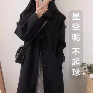 小个子黑色毛呢外套女2023年秋冬新款中长款呢子大衣高级感赫本风