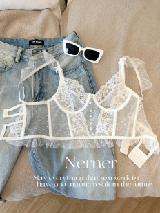 Nerner洛丽塔风法式 吊带性感文胸精美刺绣超薄蕾丝很仙外搭内衣女