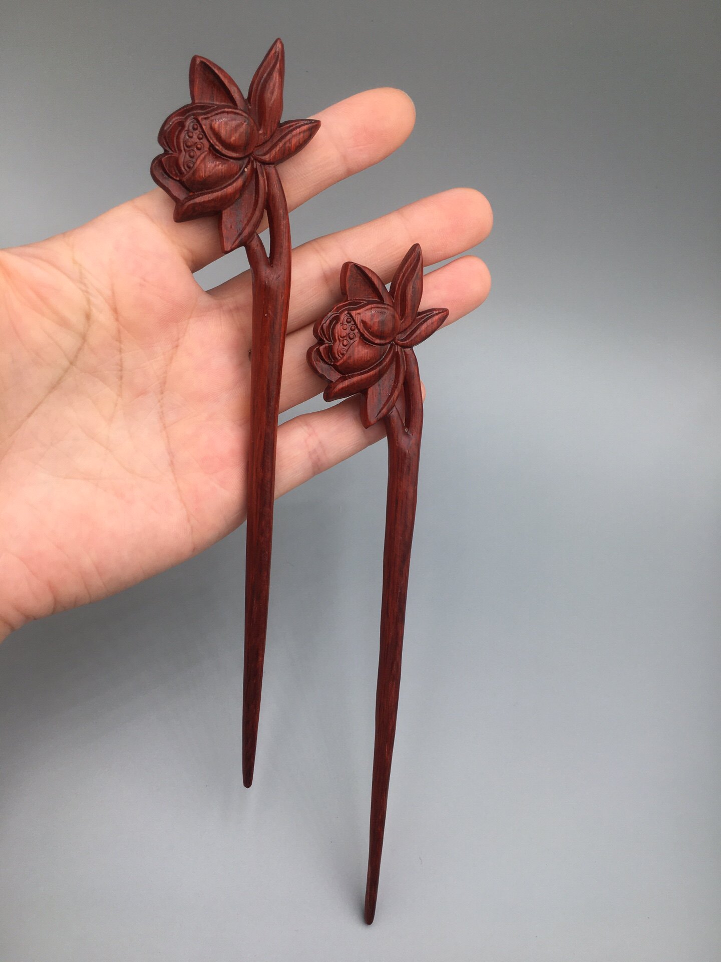 紫檀木质雕刻发簪古风高级感梅花发饰