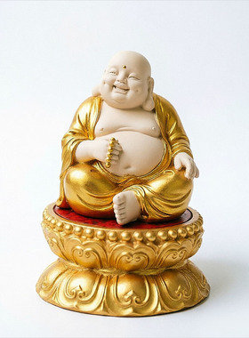 象牙果坐莲花提珠弥勒佛像家居客厅办公装饰品供奉摆件招财保平安
