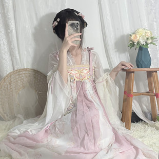 原创汉服女唐制齐胸汉元素超仙气古风闺蜜套装春夏日常款【蝶梦】