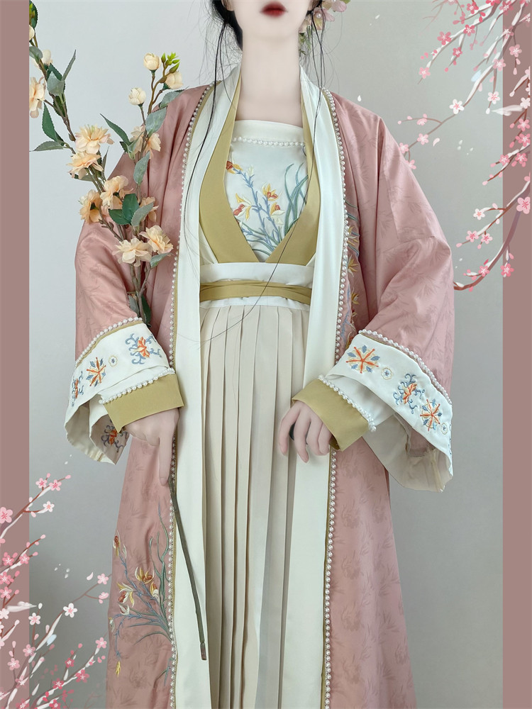 原创汉服女宋制【玉兰】中国风刺绣褙子飞机袖褶裙学生日常秋冬款