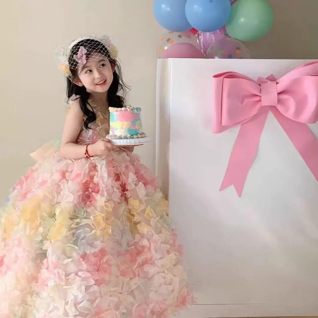 苏州姑苏花仙子礼服花童婚礼小女孩生日公主裙儿童高端主持演出服