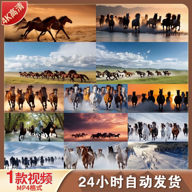 高清骏马奔腾万马奔腾汗血宝马一马当先赛马马到成功骏马视频素材