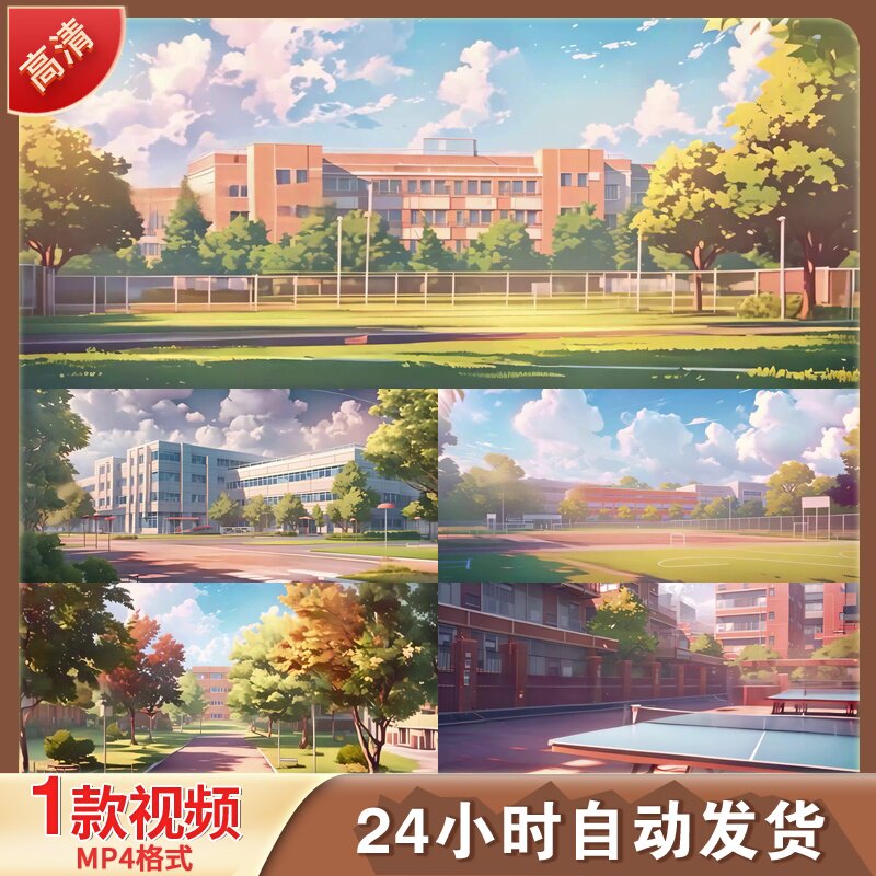 校园青春回忆篮球场足球场教学楼操场LED舞台背景视频剪辑素材