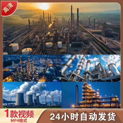 化工厂炼油厂发电厂天然气石油电力延LED舞台背景视频剪辑素材