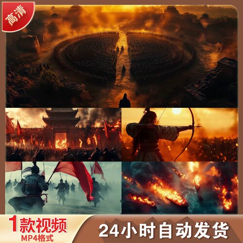 高清4K中国古代战场攻城赤壁骑兵拼刺骑马冲锋两军交战金视频素材