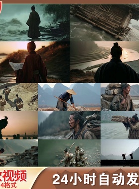 高清古代修堤坝治水英雄李冰都江堰水利工程施工搬运劳作视频素材