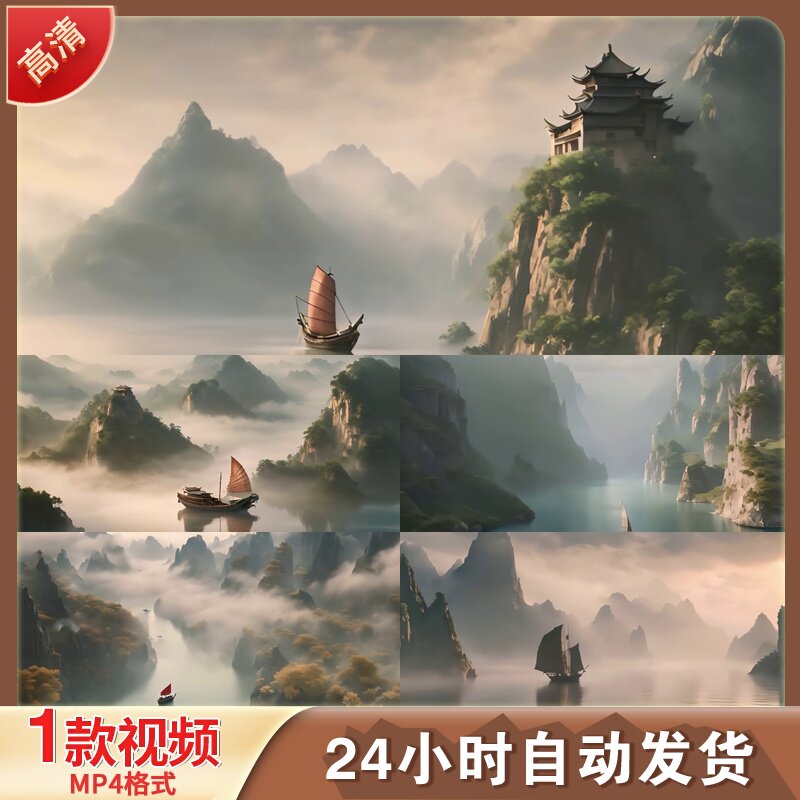 唐朝表演李白早发帝城辞彩云间千里江LED舞台背景视频剪辑素材