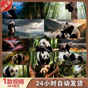 高清国宝大熊猫在森林吃竹子熊猫特写生活玩耍宝宝爬树视频素材