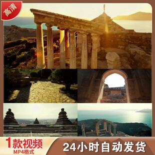 雅典卫城帕台农神庙古希腊文明遗址欧LED舞台背景视频剪辑素材