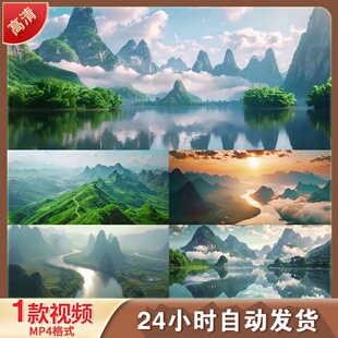 桂林喀斯特地貌漓江山水夕阳云海自然LED舞台背景视频剪辑素材
