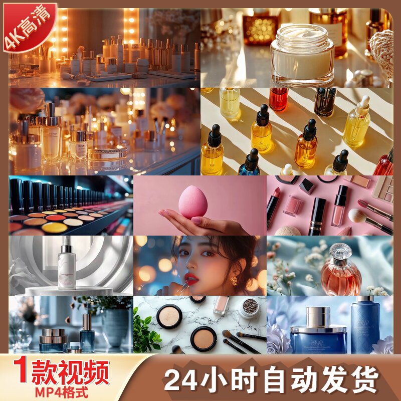 高清精致美妆女性化妆品专业拍摄高质量特效广告宣传视频素材