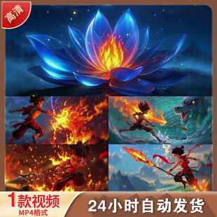 高清哪吒闹海此生无憾魔童降世混天绫神话封神榜片头国潮视频素材