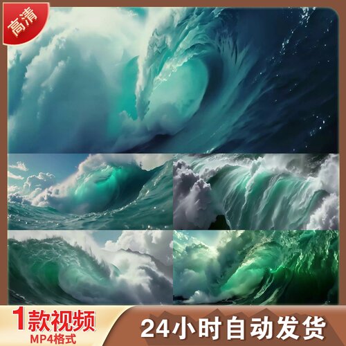 海浪翻滚大洋潮汐深水日出沙滩风暴丁LED舞台背景视频剪辑素材