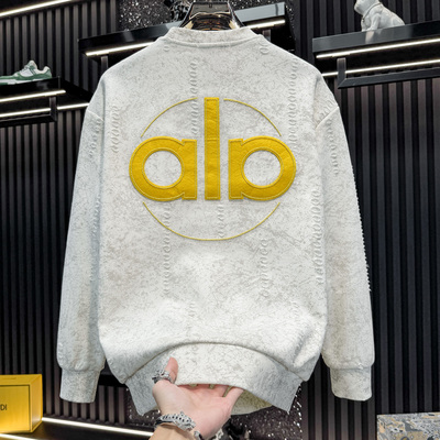 欧洲站2025新款欧货男士高级感卫衣秋季烧花字母微宽松上衣男