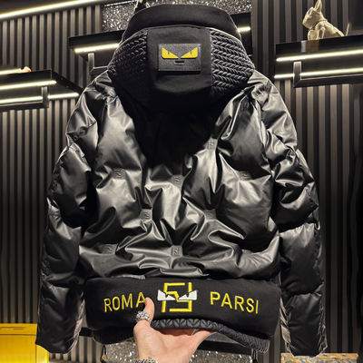 2025高级感欧货连帽羽绒服男款冬季轻奢白鸭绒加厚外套男装上衣