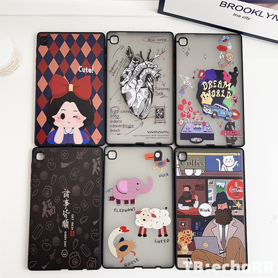 适用于三星TabA7Lite平板保护套 卡通彩绘 肤感 磨砂 硬 透色 A8 A9 A9+ 全包 防摔 S9+ S8 S7 S6Lite 保护壳