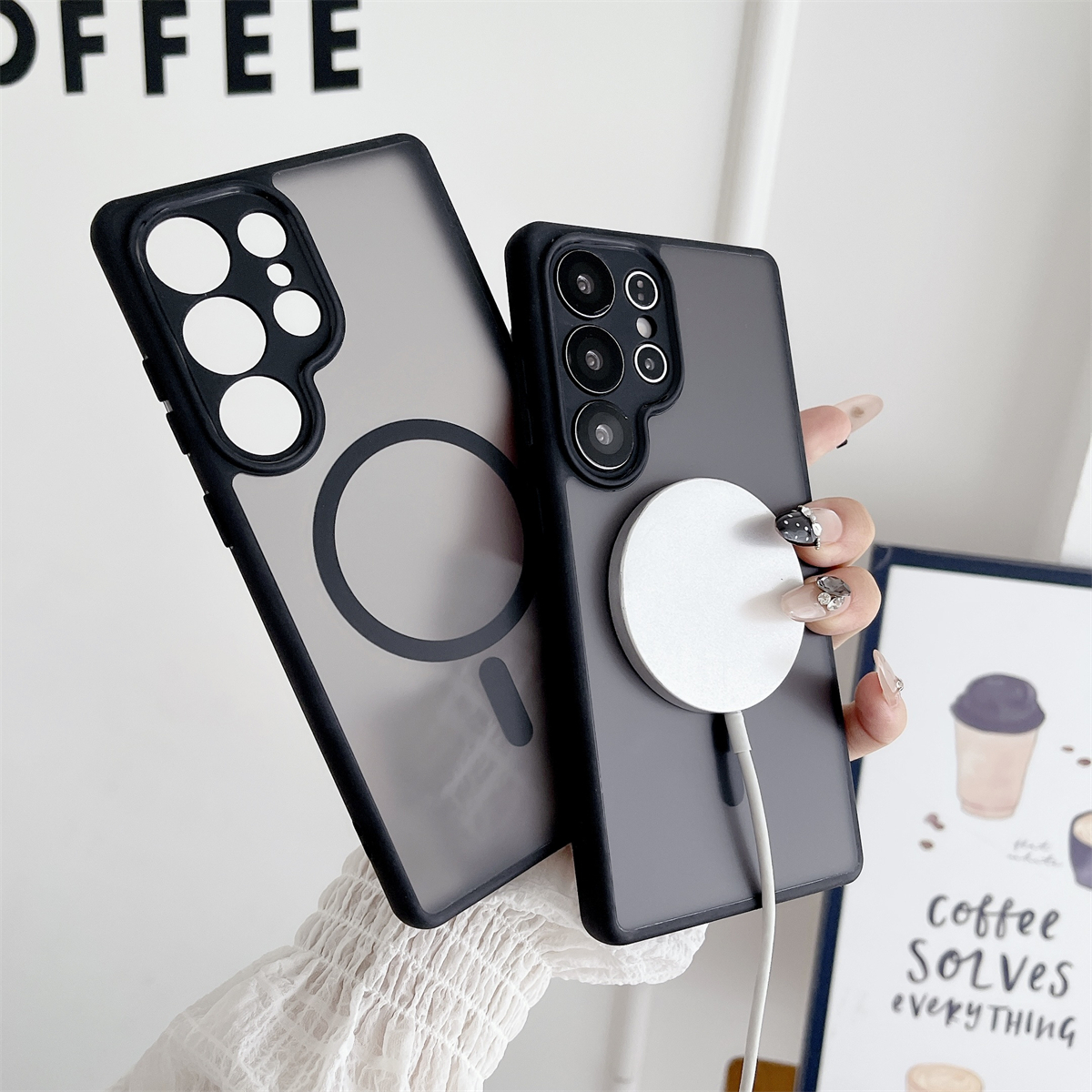 适用于三星手机壳肤感透明磁吸