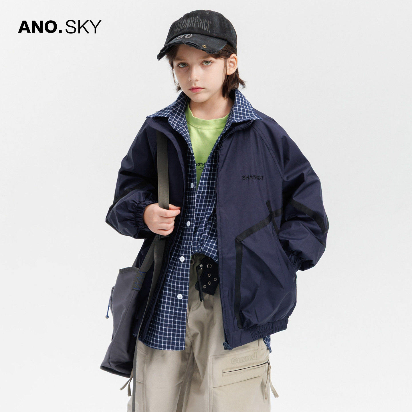 anothersky 男童春秋休闲防风外套2026新款儿童春装宽松冲锋夹克