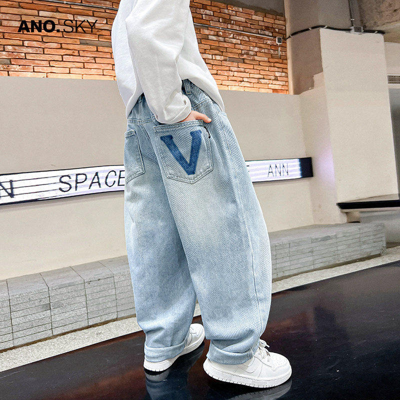 韩国AS品牌正品男童春秋宽松直筒牛仔裤2026新款儿童春季休闲长裤