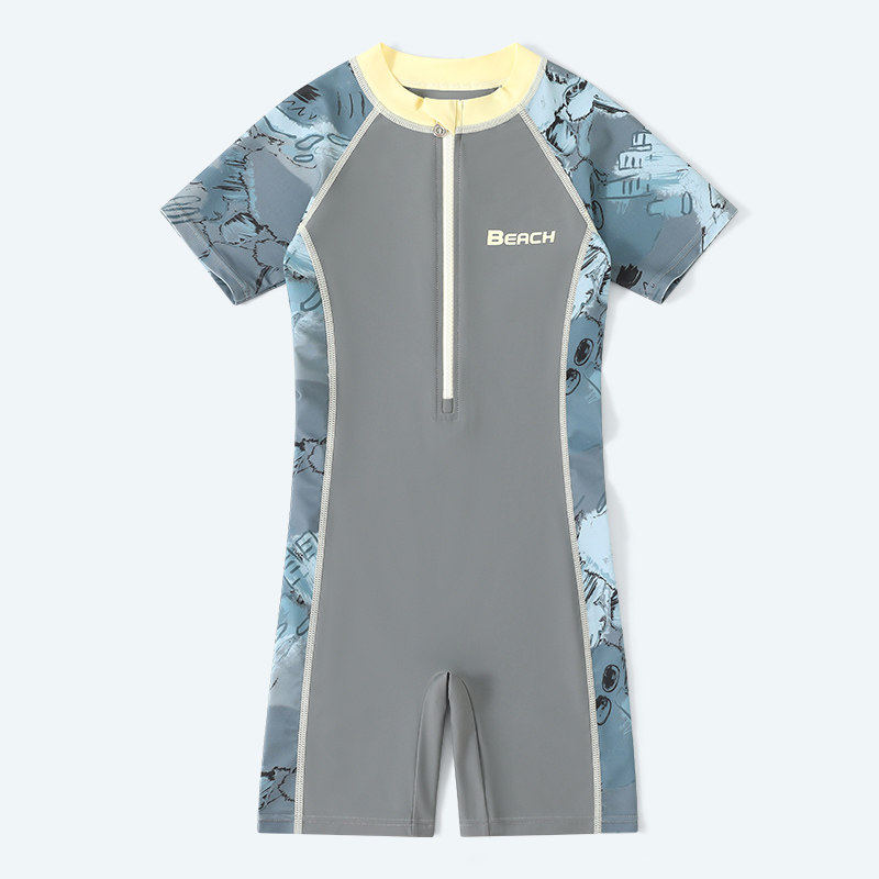 法国BERYDIA儿童泳衣男童夏季2026新款中大童连体男孩训练泳装