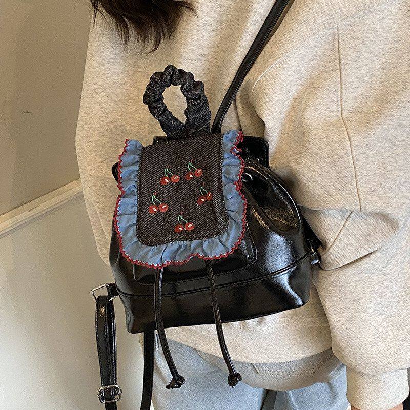 双肩包新款包旅行包撞色小女式超火精致后背百搭通勤2026书包迷你