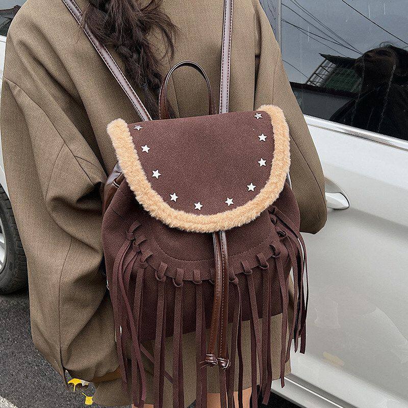 小精致新款通勤双肩包百搭包女式迷你磨砂复古书包2026后背旅行包