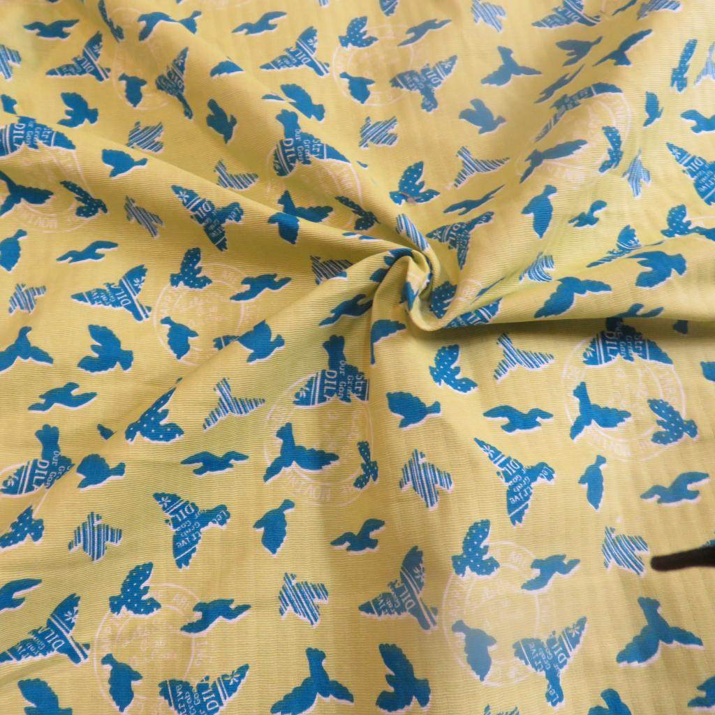 全棉新款高档印花面料手感厚实花型新颖幸运鸽大气牙签条纹路