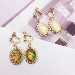 无耳洞耳夹耳饰耳坠耳环耳钉复古宝石韩国女简约夸张夹式 耳环