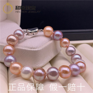 正品 10mm近正圆强光送妈妈婆婆 假一赔十天然珍珠手链9