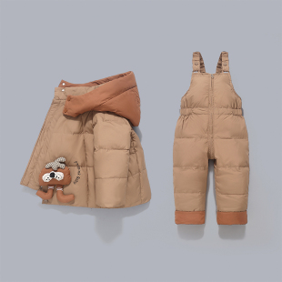 宝宝羽绒服男童套装2025新款女童洋气两件套加厚小童儿童冬装外套