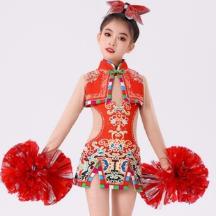 新款女童艺术体操服民族风健美比赛艺考啦啦操专业表演花式技巧服