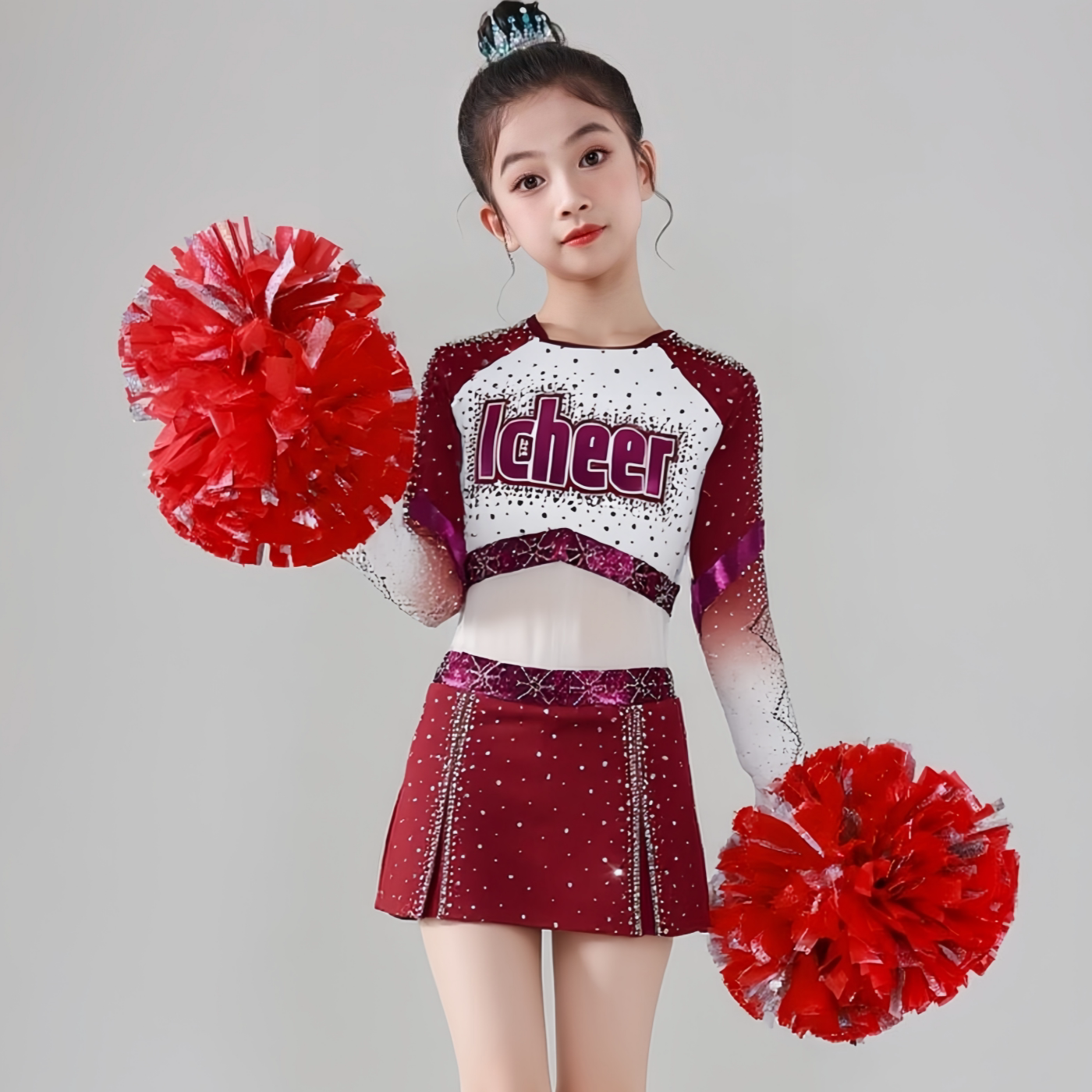 儿童花球啦啦操比赛演出服装校园啦啦队表演服装团体拉拉操训练服