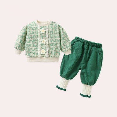 女童套装秋冬洋气时髦婴儿衣服一岁女宝宝卫衣裤子两件套加绒加厚