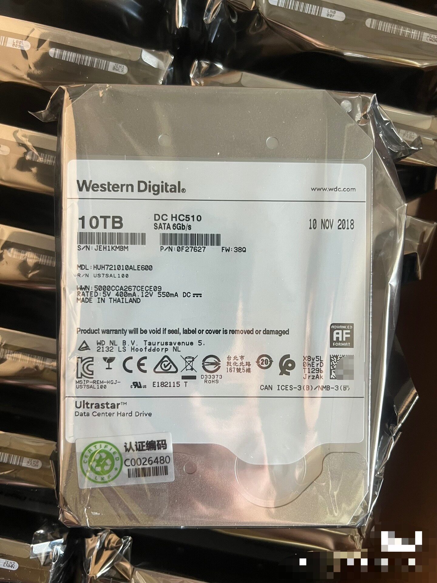 西数10T企业级硬盘 WD10TB监控录像机NAS储存阵列10t台式机械硬盘图片